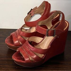 Frye Alexa Seam Strappy Platform‎ Wedge Sandals 6
